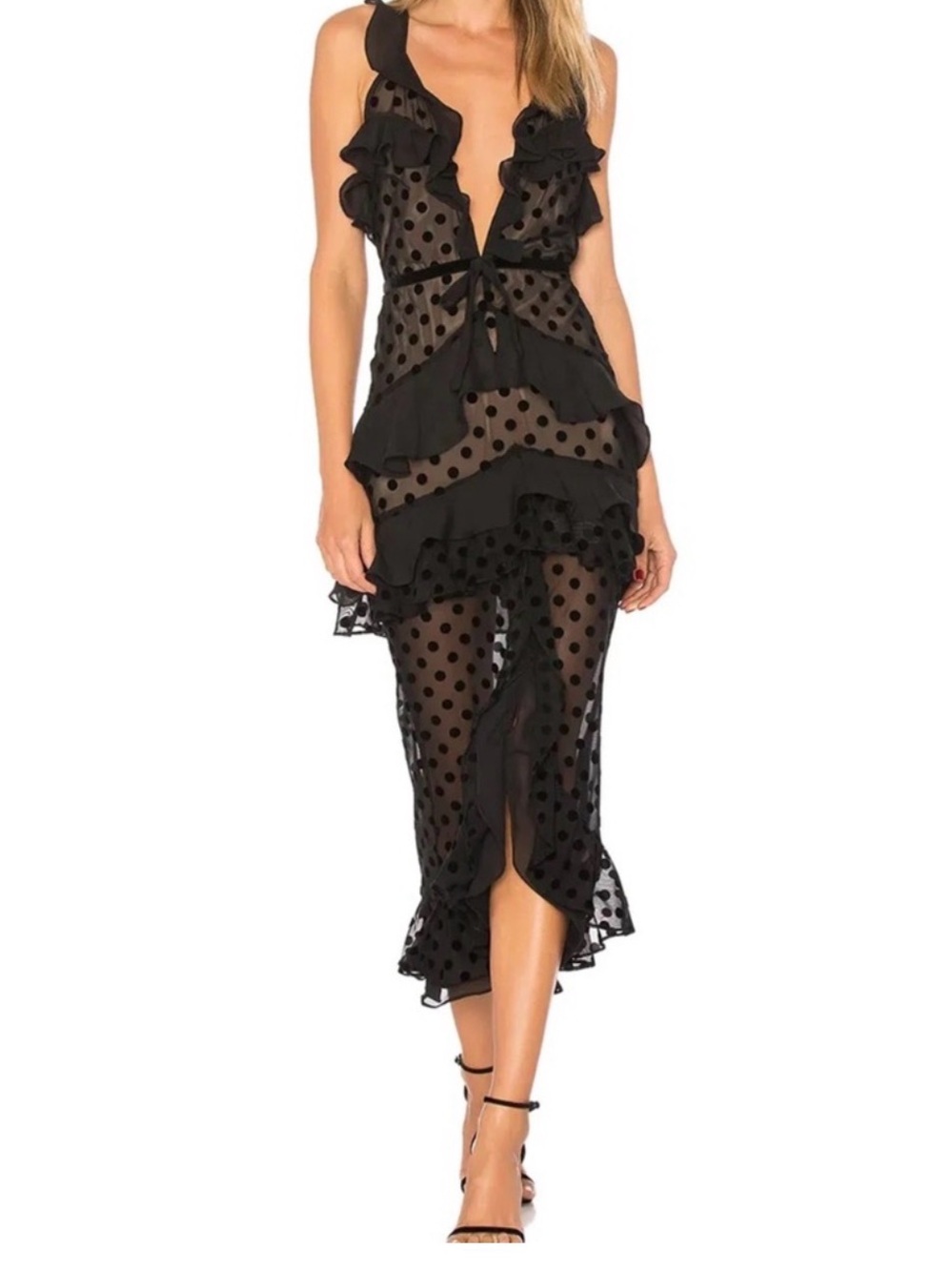 For Love & Lemons Black and Blush Layered Dress
